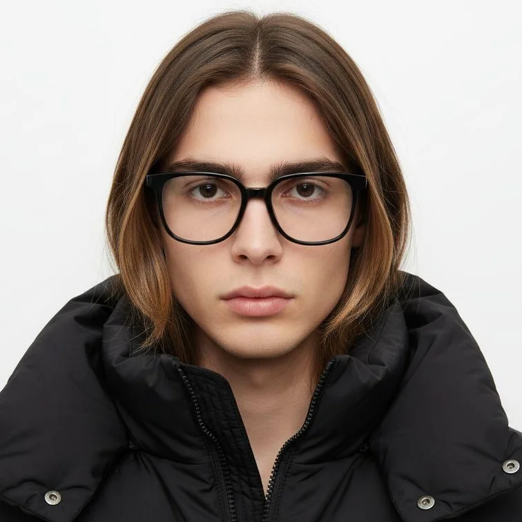 Lunettes rectangulaires en acétate noir #BS2012-0094