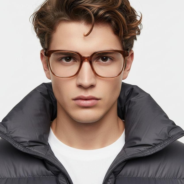 Rectangular Brown Acetate Glasses #BS2012-0095