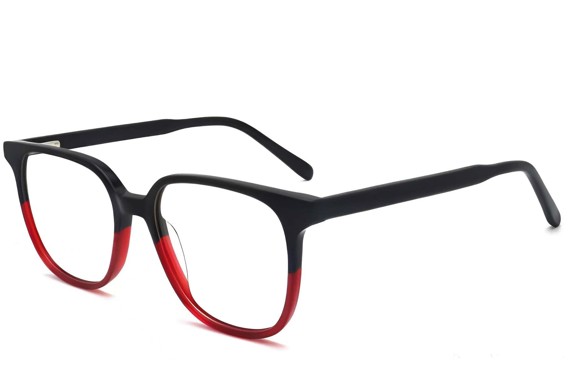 Rectangular Red Acetate Glasses #BS2012-0096
