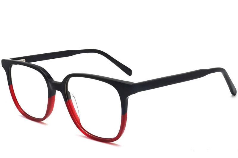 Rectangular Red Acetate Glasses #BS2012-0096