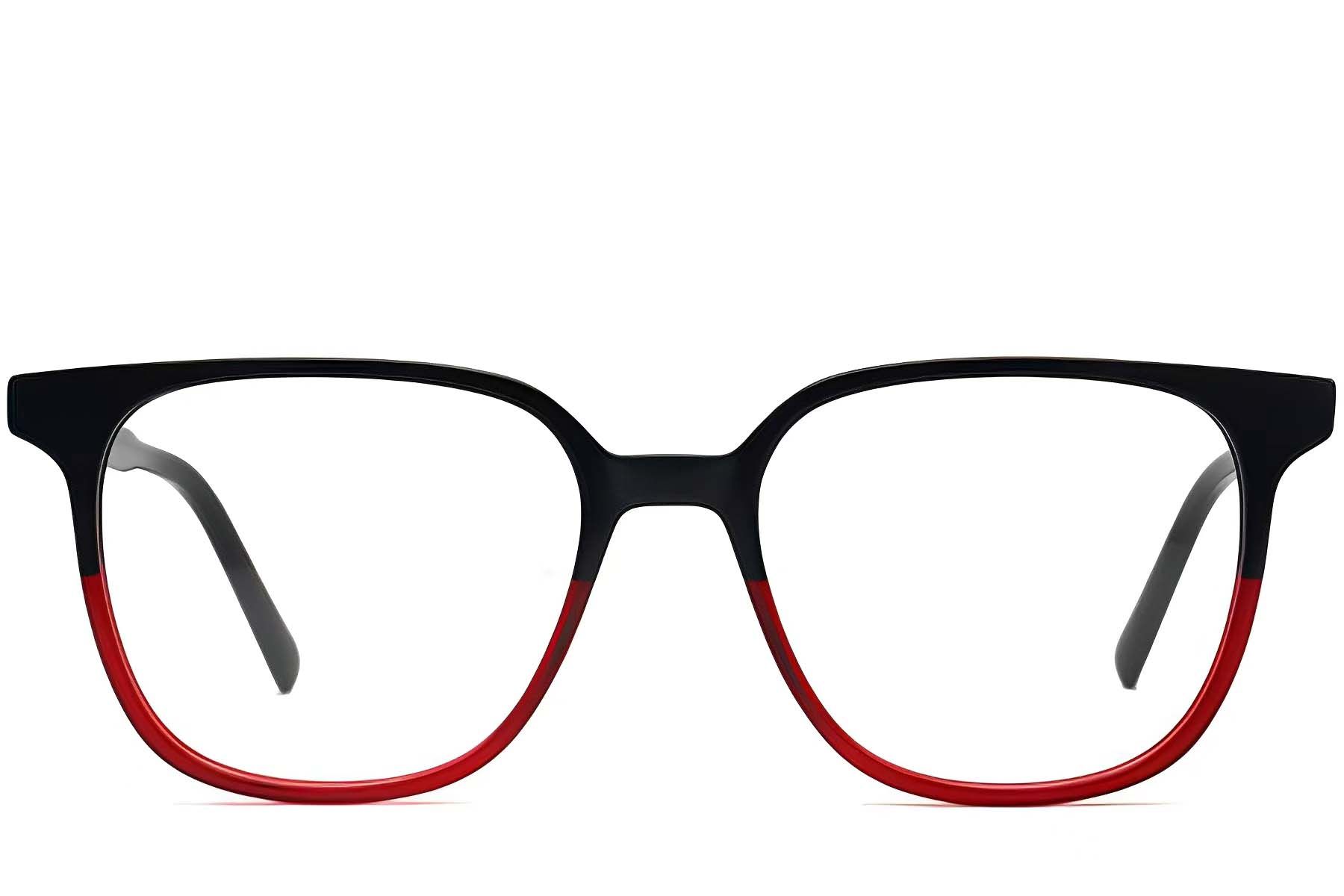 Rectangular Red Acetate Glasses #BS2012-0096