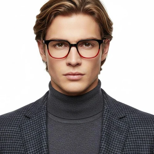 Verres rectangulaires en acétate rouge #BS2012-0096