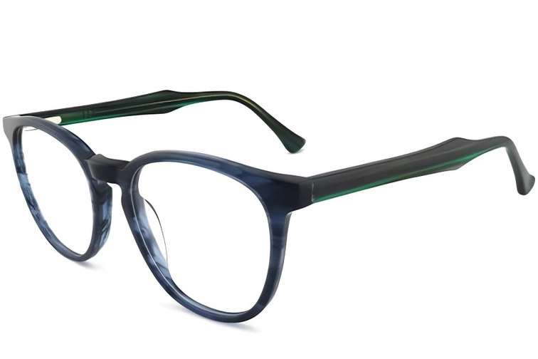 Lunettes ovales en acétate bleu #BS2012-0100