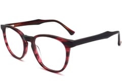 Oval Red Acetate Glasses #BS2012-0101