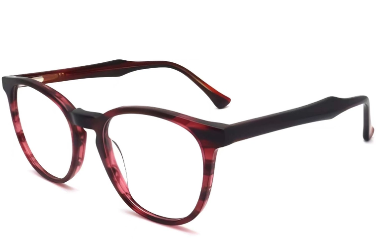 Oval Red Acetate Glasses #BS2012-0101