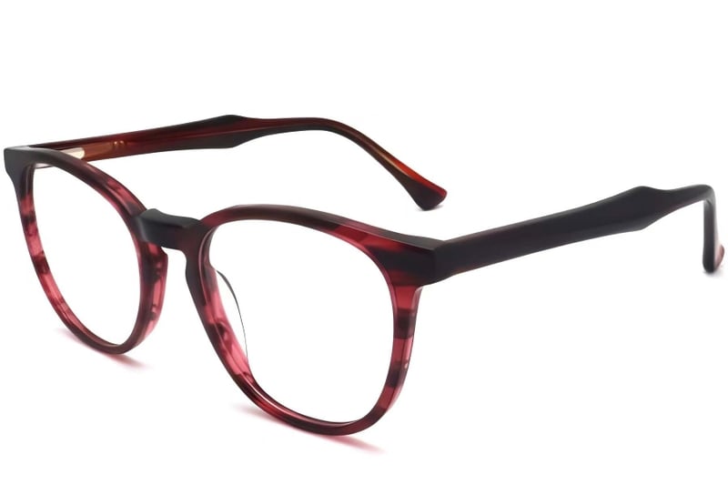 Oval Red Acetate Glasses #BS2012-0101