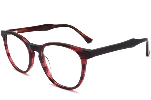 Lunettes ovales en acétate rouge #BS2012-0101