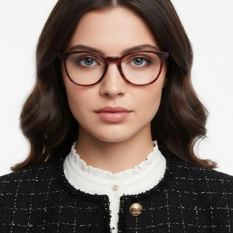 Occhiali ovali in acetato rosso #BS2012-0101