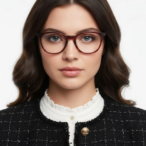 Gafas ovaladas de acetato rojo #BS2012-0101