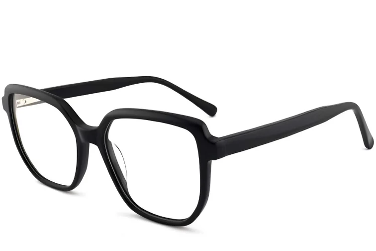 Lunettes irrégulières en acétate noir #BS2012-0104