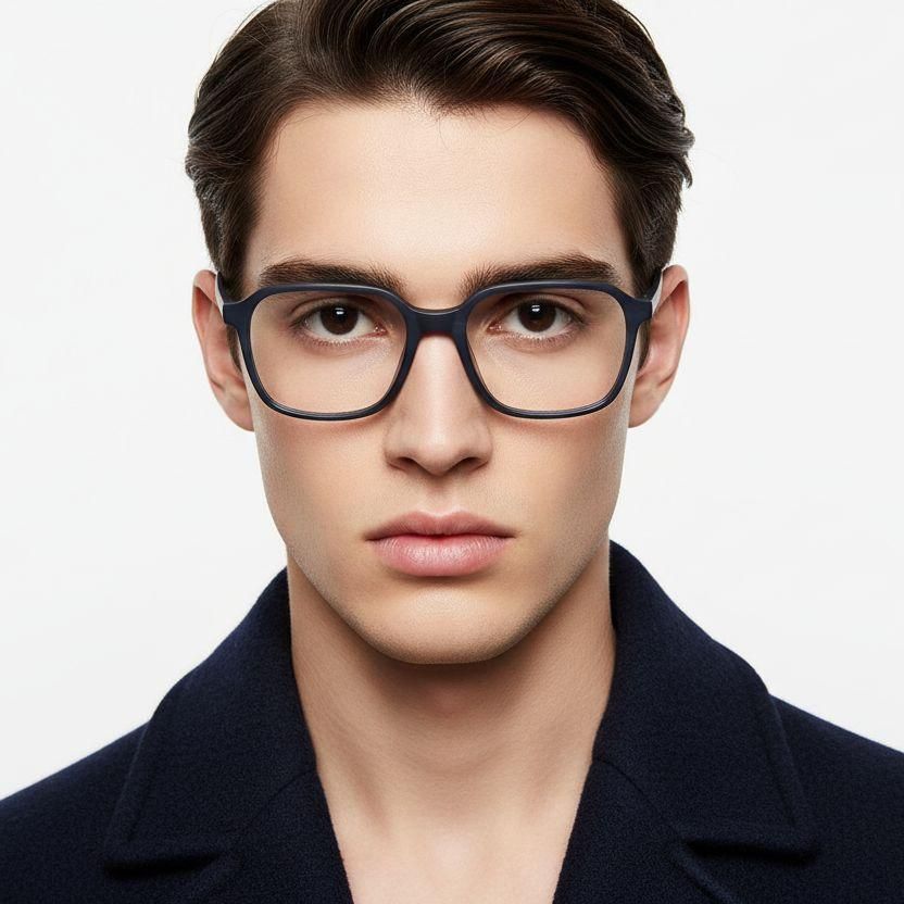 Rechteckige blaue Acetatbrille #BS2012-0112