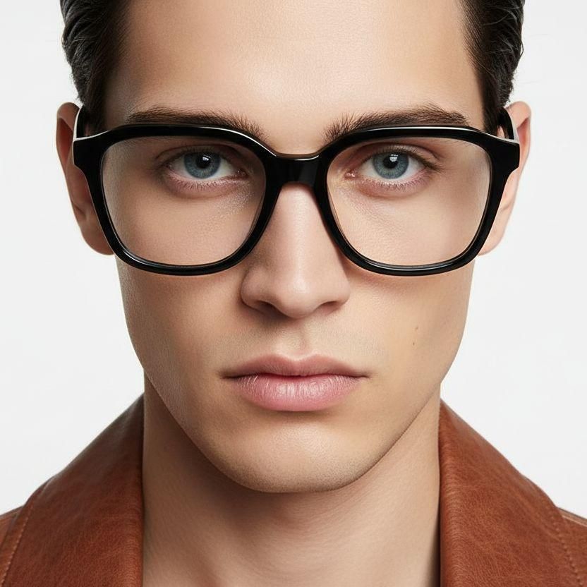 Rectangular Black Acetate Glasses #BS2012-0118