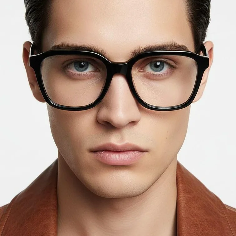 Lunettes rectangulaires en acétate noir #BS2012-0118