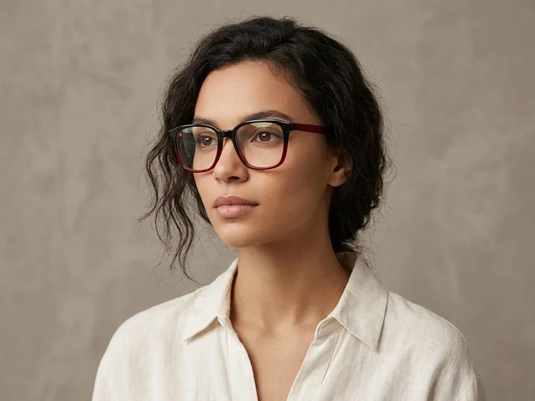 Gafas rectangulares de acetato rojo #BS2012-0121