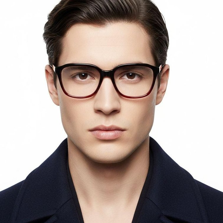 Rectangular Red Acetate Glasses #BS2012-0121