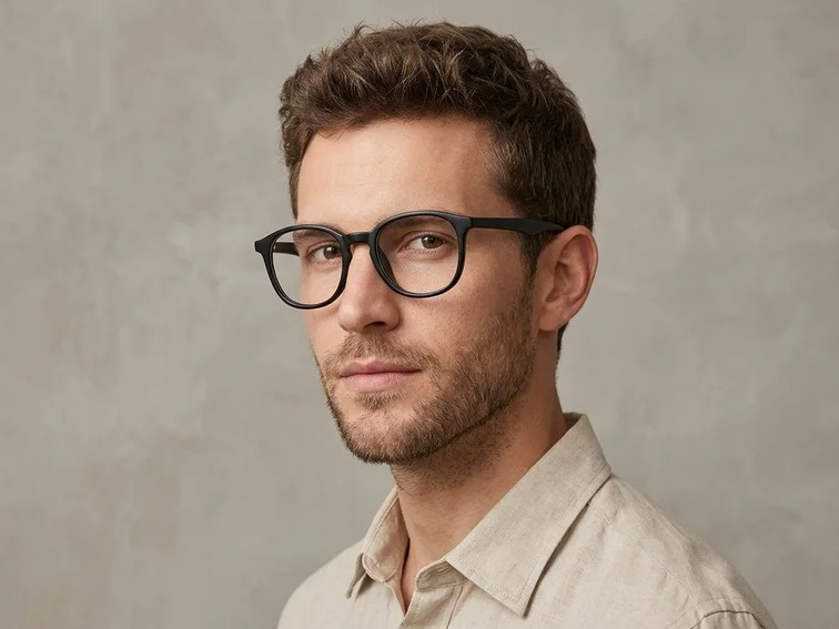 Oval Black Acetate Glasses #BS2012-0128