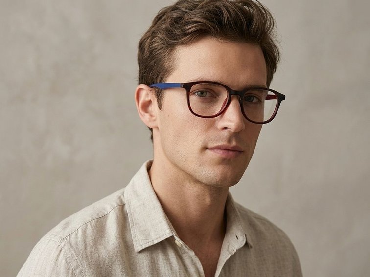 Oval Red Acetate Glasses #BS2012-0129