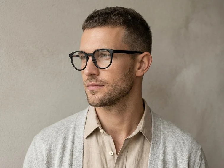 Oval Black Acetate Glasses #BS2012-0132