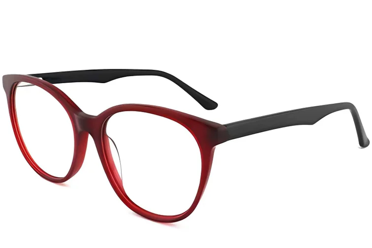 Gafas ovaladas de acetato rojo #BS2012-0133