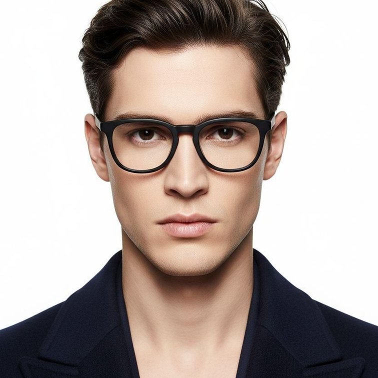 Lunettes ovales en acétate noir #BS2012-0137