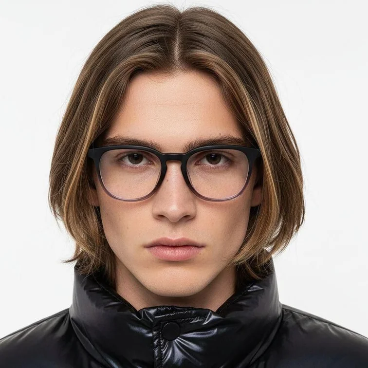 Lunettes ovales en acétate gris #BS2012-0138