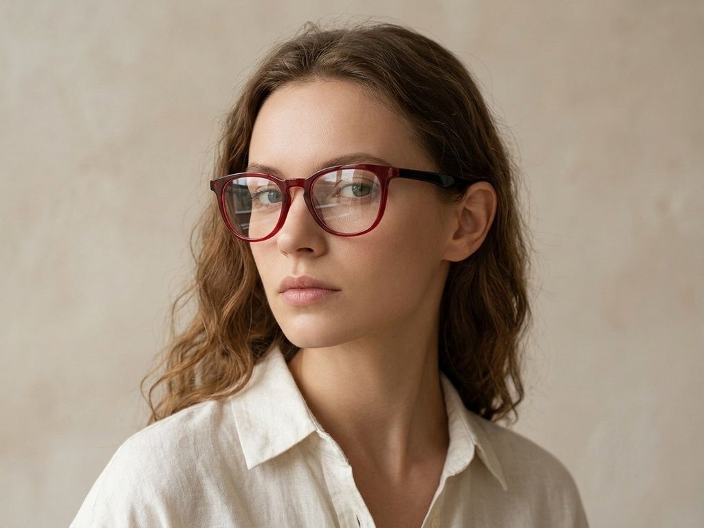 Oval Red Acetate Glasses #BS2012-0140