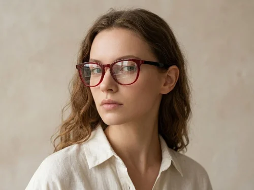 Lunettes ovales en acétate rouge #BS2012-0140