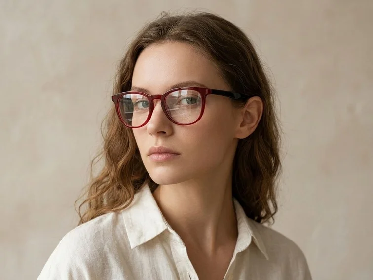 Oval Red Acetate Glasses #BS2012-0140