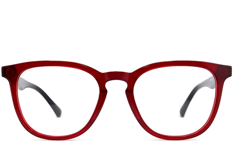 Oval Red Acetate Glasses #BS2012-0140