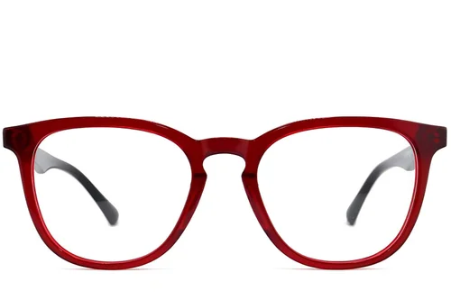 Lunettes ovales en acétate rouge #BS2012-0140