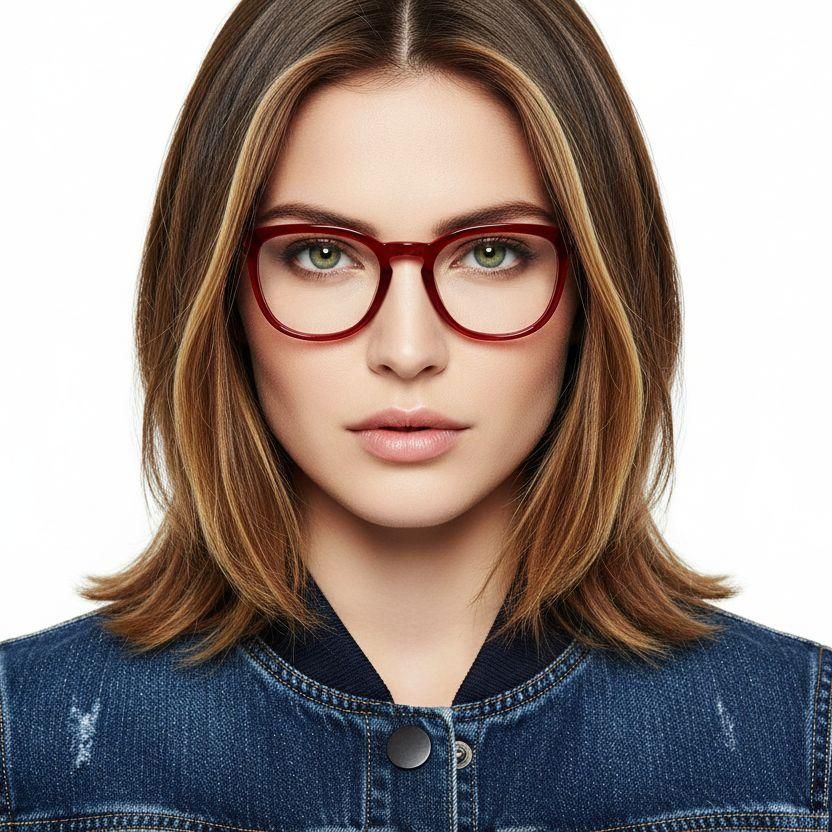 Gafas ovaladas de acetato rojo #BS2012-0140