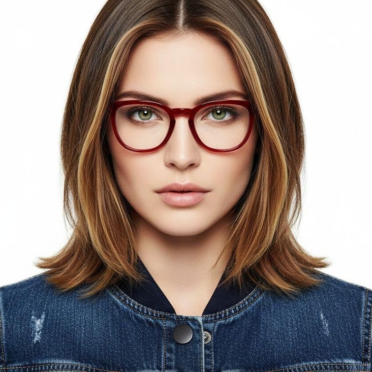 Oval Red Acetate Glasses #BS2012-0140