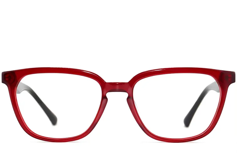 Lunettes ovales en acétate rouge #BS2012-0158