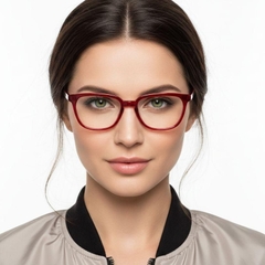 Gafas ovaladas de acetato rojo #BS2012-0158