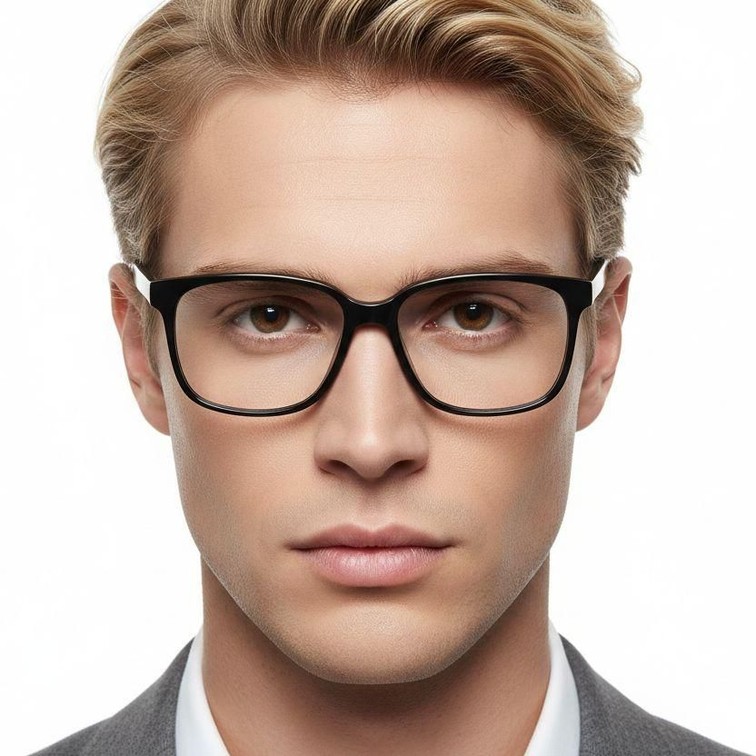 Rectangular Black Acetate Glasses #BS2012-0160