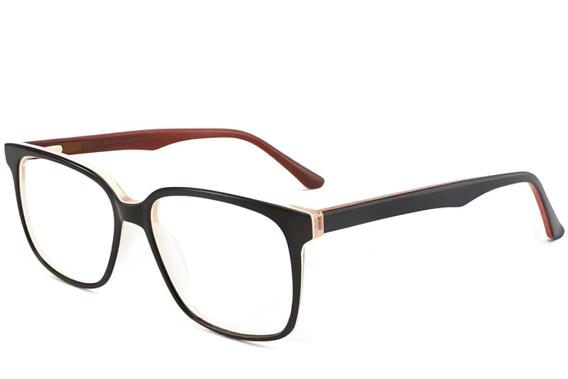 Rectangular Brown Acetate Glasses #BS2012-0161