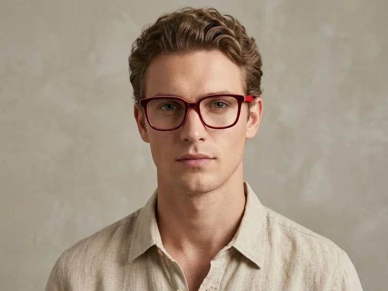 Gafas rectangulares de acetato rojo #BS2012-0162