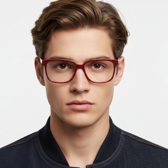 Rectangular Red Acetate Glasses #BS2012-0162