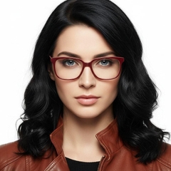 Rectangular Red Acetate Glasses #BS2012-0162
