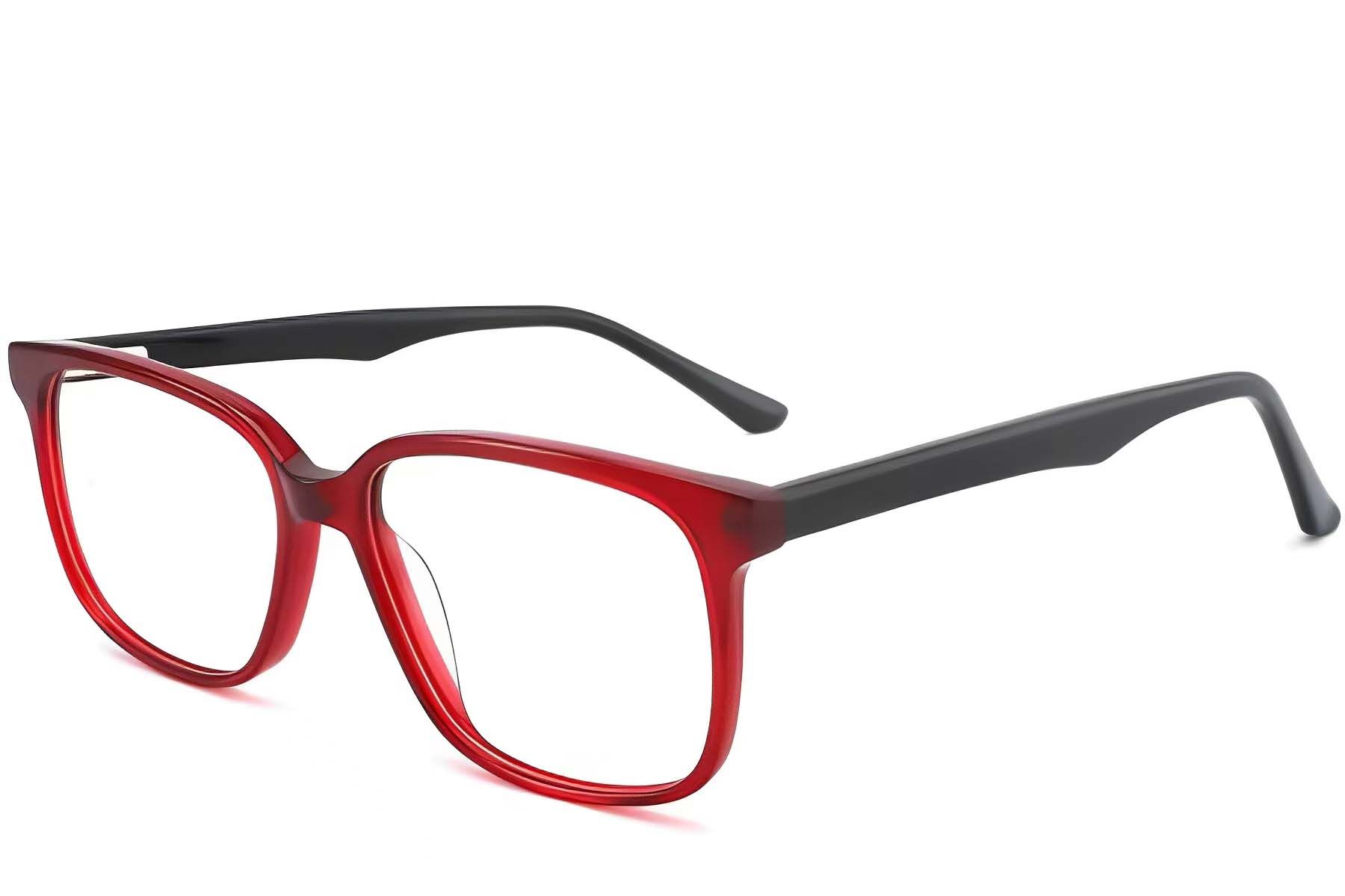Rectangular Red Acetate Glasses #BS2012-0163
