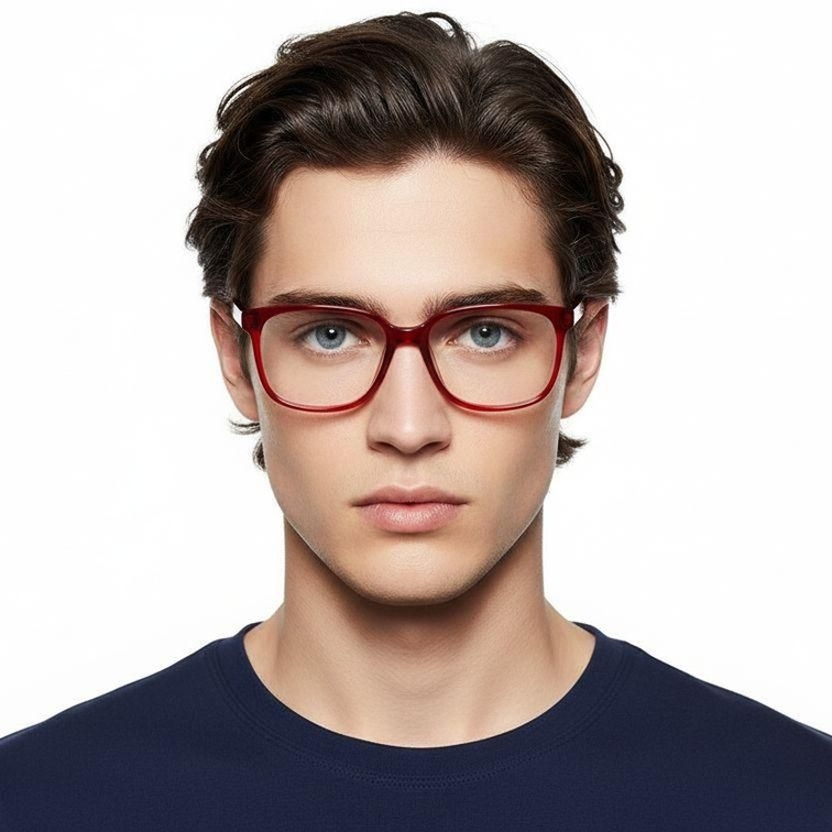 Gafas rectangulares de acetato rojo #BS2012-0163
