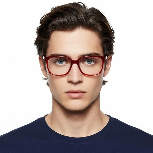 Rectangular Red Acetate Glasses #BS2012-0163