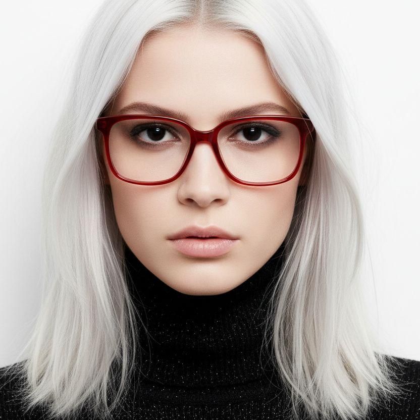 Gafas rectangulares de acetato rojo #BS2012-0163