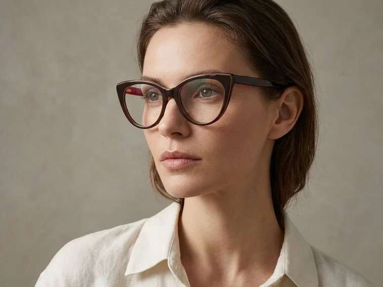 Occhiali in acetato marrone farfalla #BS2012-0168