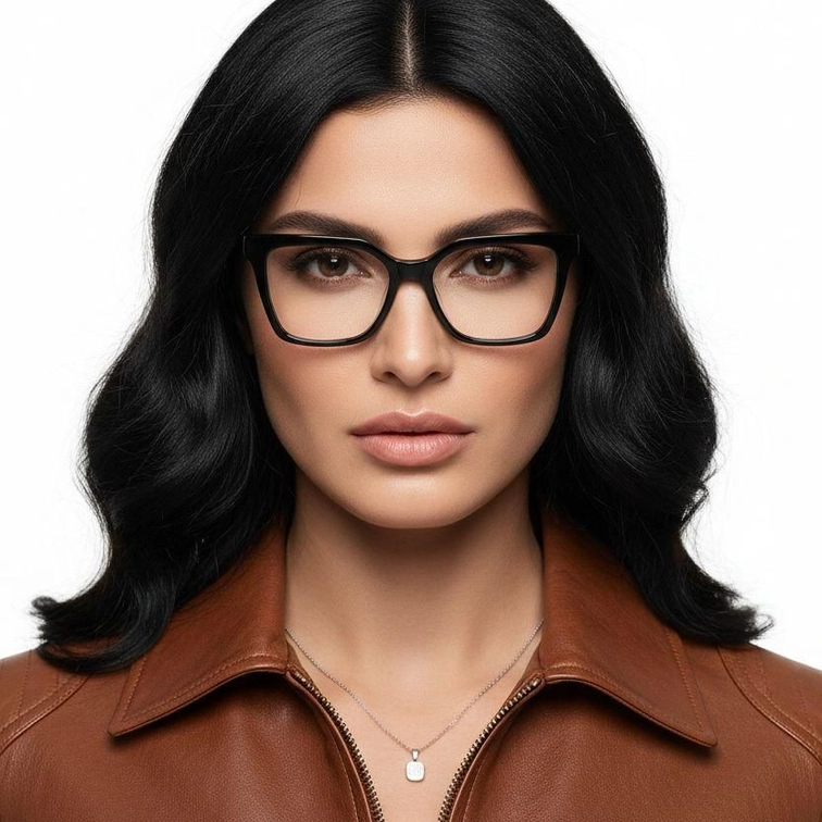 Lunettes rectangulaires en acétate noir #BS2012-0172