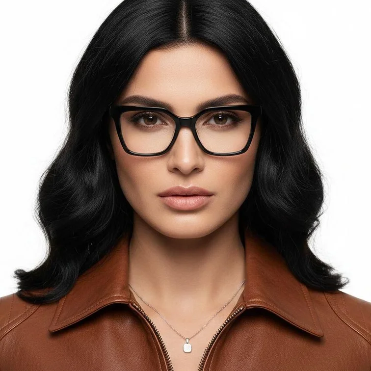 Rectangular Black Acetate Glasses #BS2012-0172