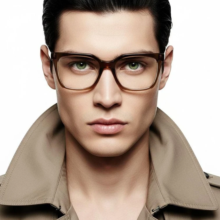 Rectangular Brown Acetate Glasses #BS2012-0173