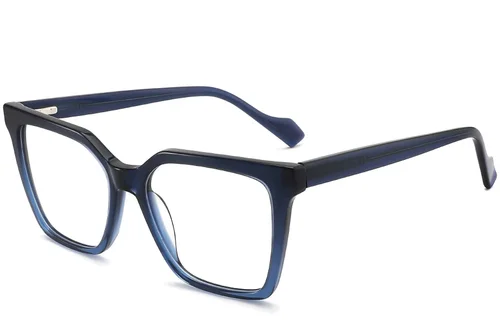 Verres rectangulaires en acétate bleu #BS2012-0174