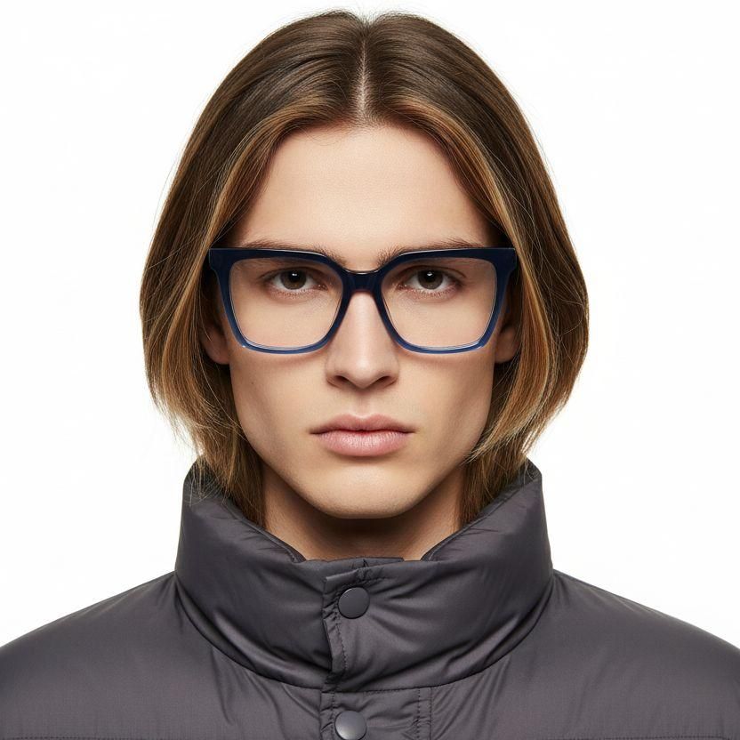 Rectangular Blue Acetate Glasses #BS2012-0174