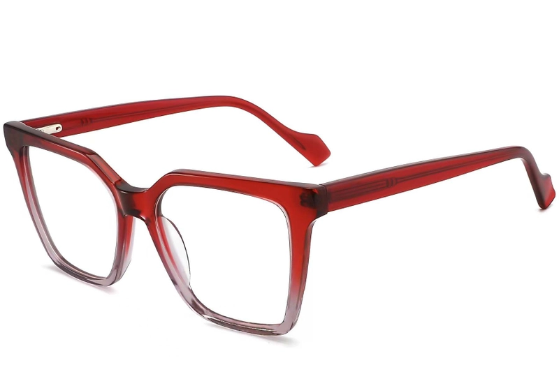Rectangular Red Acetate Glasses #BS2012-0175